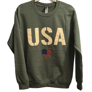 Gildan Green Sweatshirt with USA Graphic